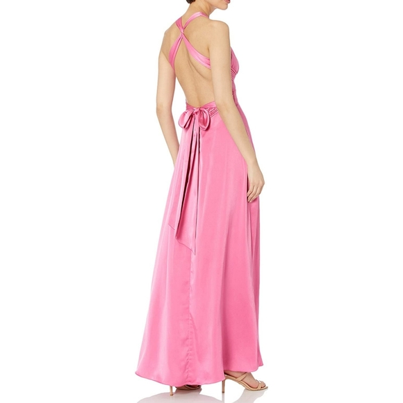 BCBG MaxAzria CERISE DEEP-V PLEATED LONG GOWN - Picture 3 of 16